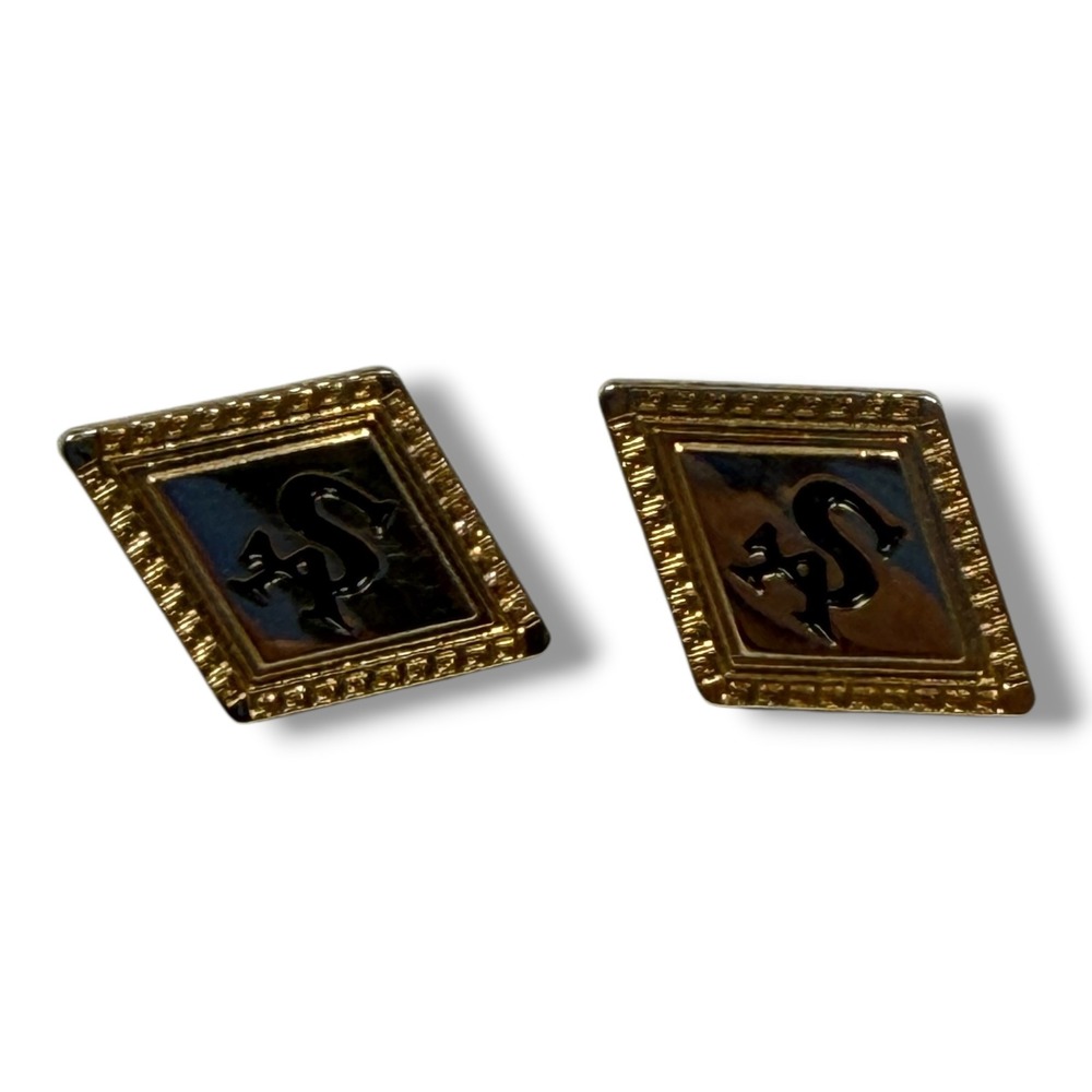 Stacey Adams Vintage Lapel Pins Gold Tone Diamond Shape Set of 2